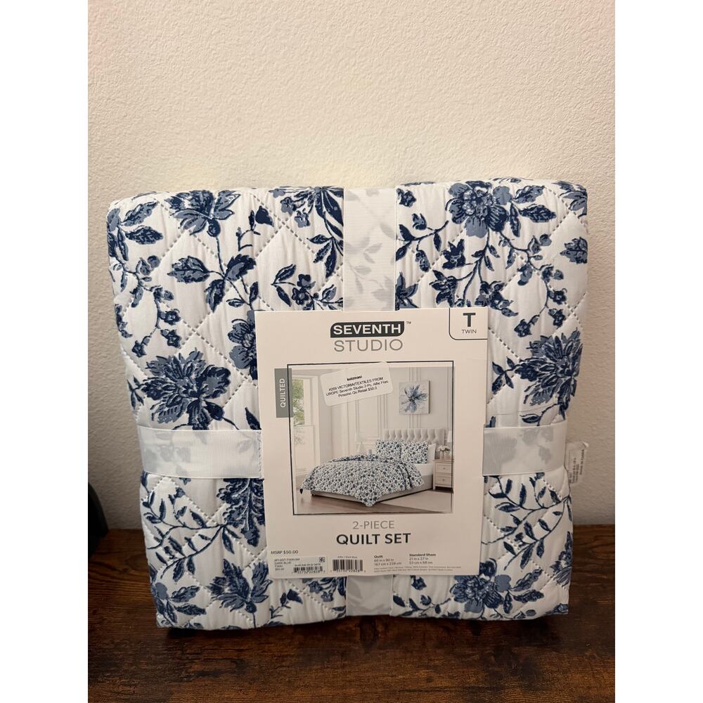 Seventh studio blue & white floral comforter set twin cottage - Picture 2 of 4
